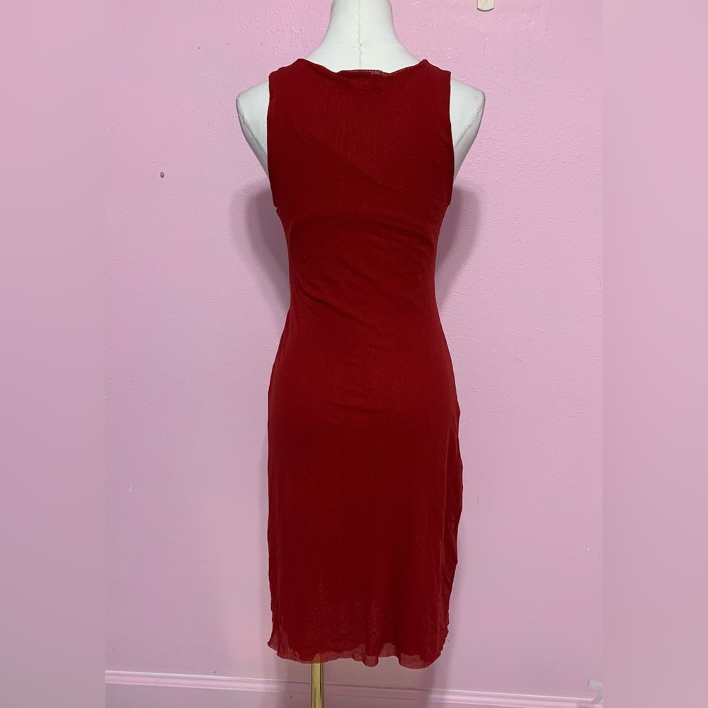 VTG bebe Red Midi Dress M - Picture 3 of 7